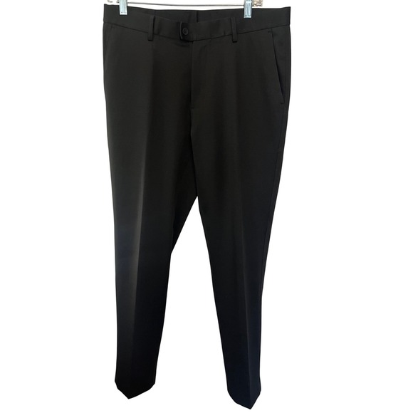 X Suit Mens Black Tailored Fit Wool Blend Dress Pants Trousers 34R Stretch